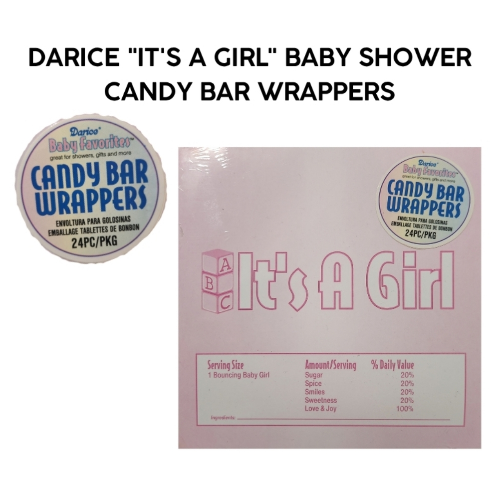 🫟3/$12🫟 (1ct) 24 COUNT PINK "IT'S A GIRL" CANDY BAR WRAPPERS FOR BABY SHOWERS